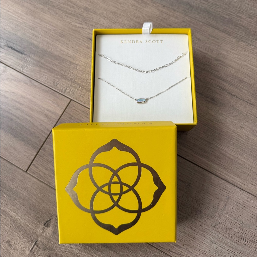 Kendra Scott Silver Layered Gem Necklace - Yellow Box Gift Set